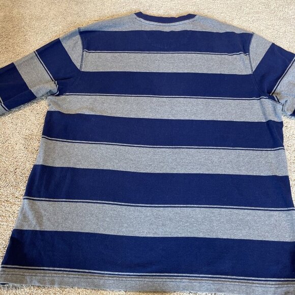 Chaps Striped Pullover Shirt Mens Large Navy 100% Cotton Crewneck Long Sleeve - Picture 6 of 6